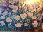 Roses<br />Acrylic and dutch gold on standard canvas<br />100cm x 80cm<br />&pound;500   Sold
