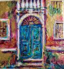 CRUMBLING GREEN DOOR, VENICE<br />Acrylic and dutch gold on 6&quot; standard canvas -unframed and ready to hang- can be framed.<br />&pound;75