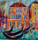 FIVE GONDOLAS, VENICE<br />Acrylic and dutch gold on 6&quot; square standard canvas - unframed and ready to hang - can be framed.<br />&pound;75