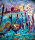 GONDOLAS<br />6&quot; square standard canvas; unframed, ready to hang unframed or can be framed.<br />acrylic and dutchgold;<br />&pound;75