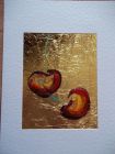 Pair of cherries<br />A5 card, painting is acrylic and dutch gold<br />&pound;10