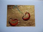 Pair of cherries ( landscape dimension<br />A5 card, painting is acrylic and dutch gold<br />&pound;10